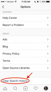 Instagram & Facebook/clear search