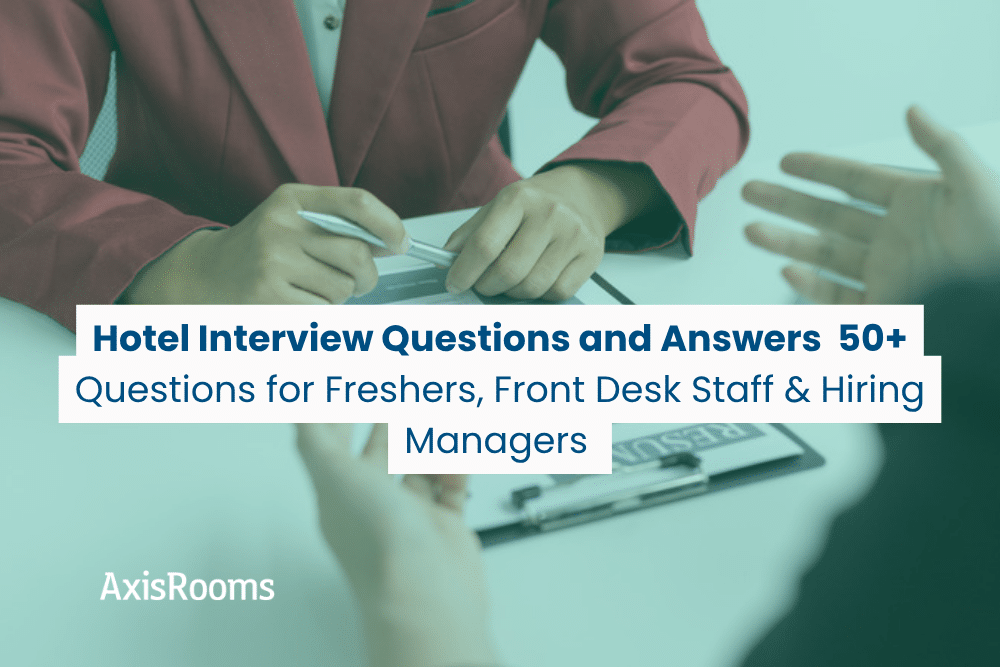 STAR method infographic for answering hotel interview questions using Situation, Task, Action, and Result.